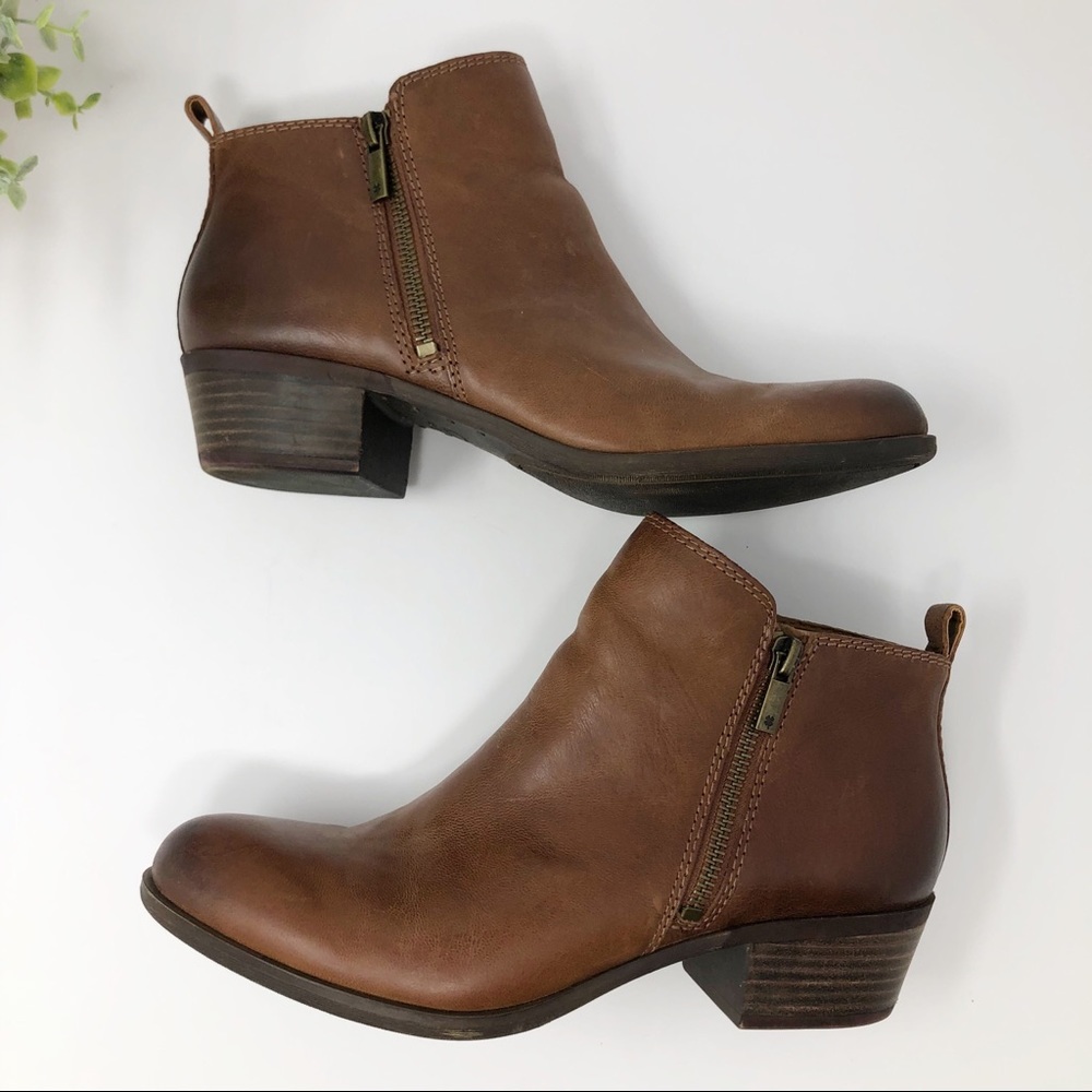 Lucky Brand Basel Toffee Leather Bootie sz 8 1/2
